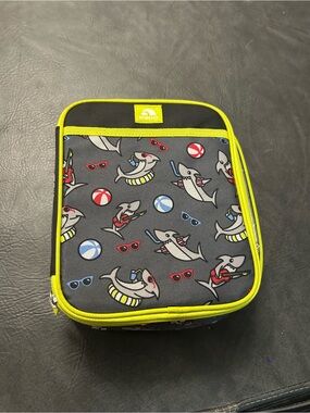 Igloo Gray Shark Pattern Lunch Box with Neon Yellow Trim